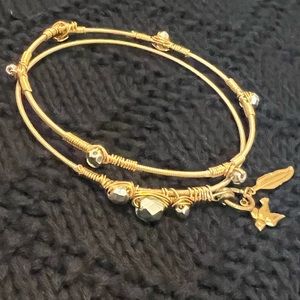 Guitar String Bangles Bracelet Gold Set of Two